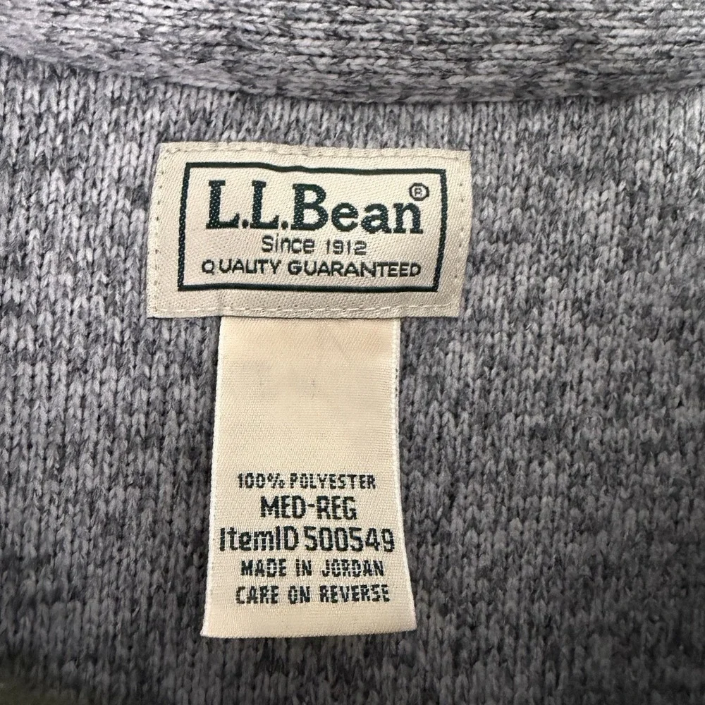 L.L Bean Snap Up Sweater Shirt‎ Mens Medium Heather Green Chore Pockets Utility